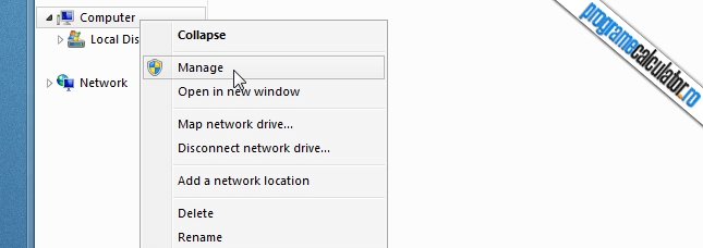 Computer » Manage în Windows Explorer