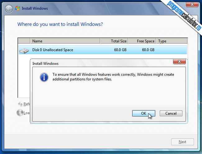 Manual de instalare Windows 7 - Crearea partiției System Reserved