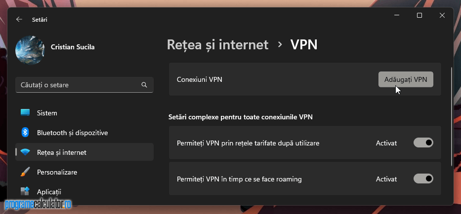 Adăugare VPN în Windows
