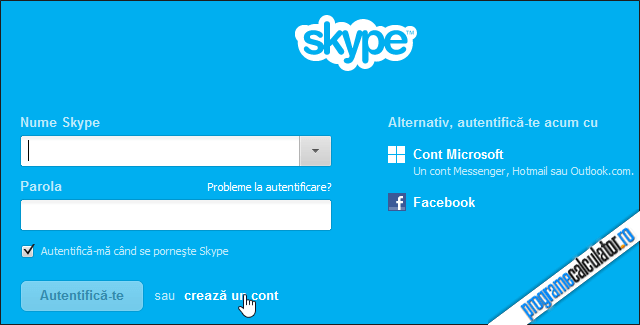 Creează un cont Skype