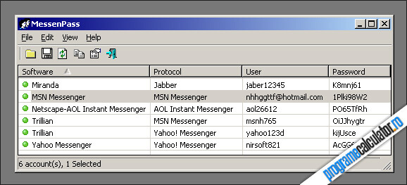 program de aflat parola la Yahoo Messenger