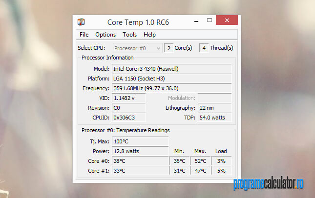program pentru aflarea temperaturii procesorului
