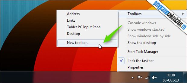 Toolbars » New Toolbar