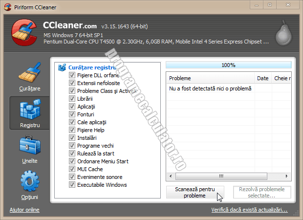 curatarea registrului cu CCleaner