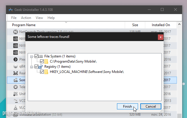 Geek Uninstaller - Some leftover traces found