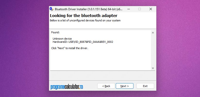 Instalare driver adaptor Bluetooth