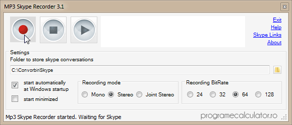 Program de inregistrat convorbirile realizate prin Skype