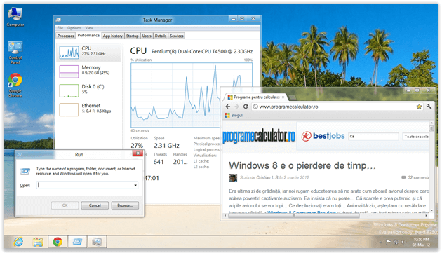 Vechiu desktop, in Windows 8