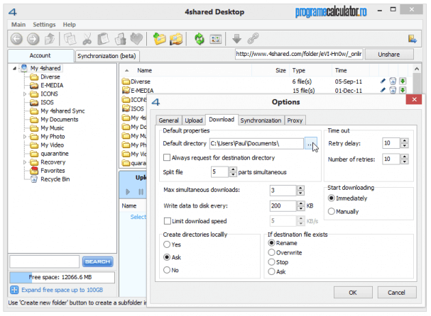 Configurare 4shared Desktop