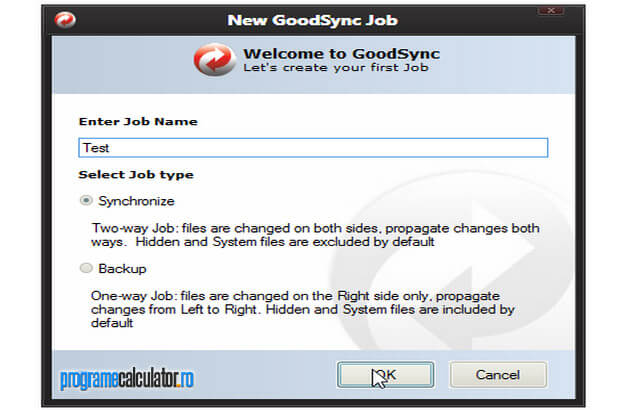 New GoodSync Job
