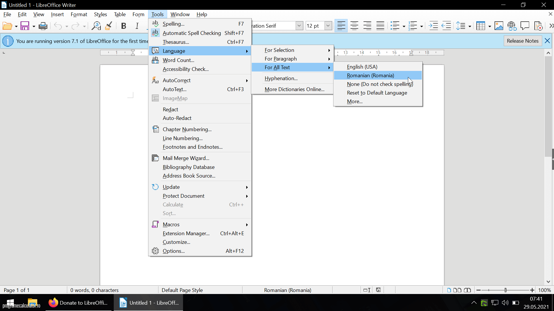 LibreOffice - Language-Settings
