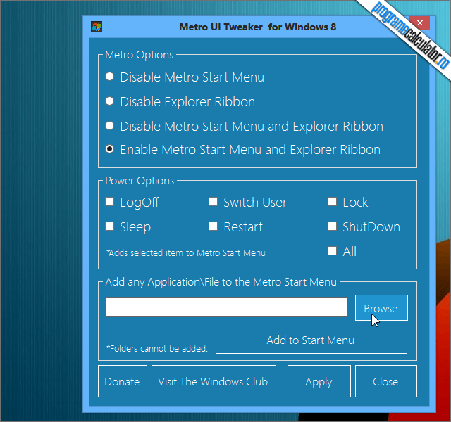 1-Metro UI Tweaker for Windows 8-interfata