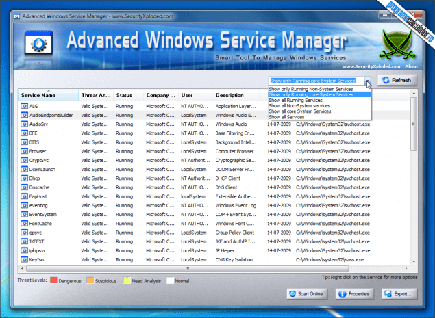 1-Advanced Windows Service Manager-interfata