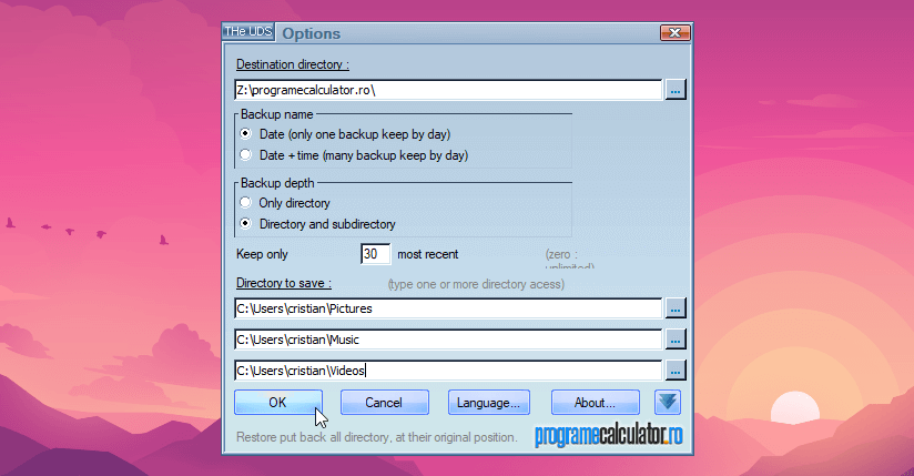 Program de backup și restaurare foldere - SavRestaure