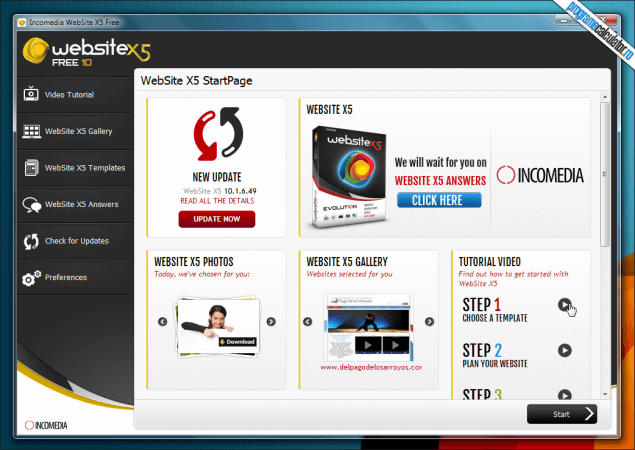 1-WebSite X5 Free-interfata-principala