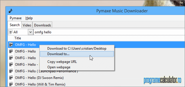 Program de descărcat muzică gratis - Pymaxe Music Downloader