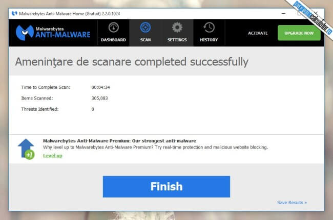Malwarebytes Anti-Malware - Scanare finalizata