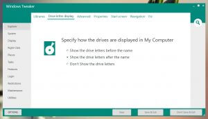 Windows Tweaker Drive letter display