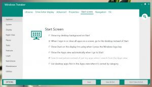 Windows Tweaker - Start Screen