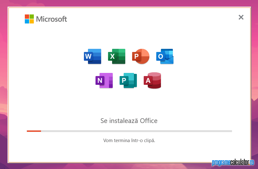 Microsoft Office Professional Plus 2021 se instalează în calculator.